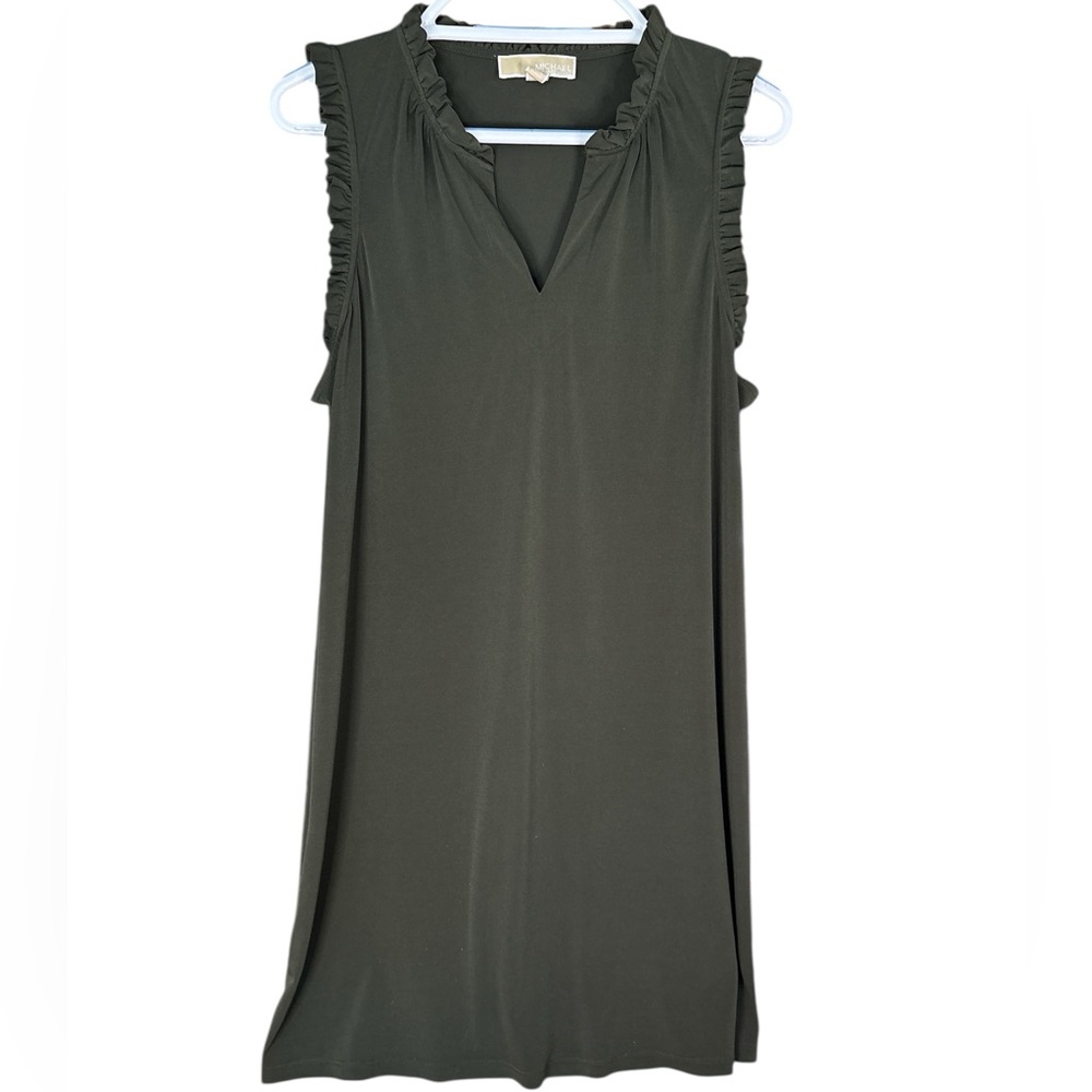 Michael Michael Kors Green Sleeveless Knee Length Dress  Ruffle Trim XL
